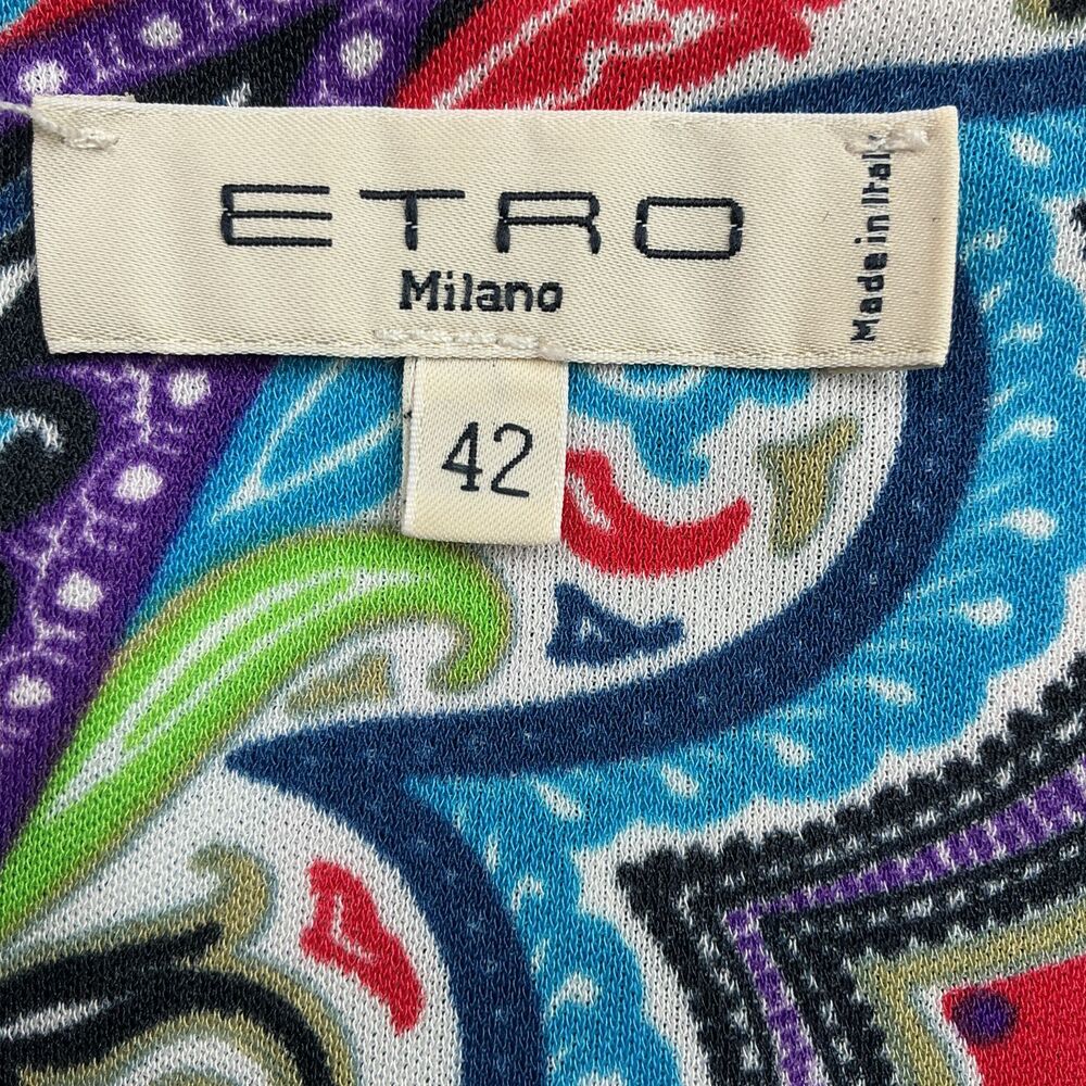 Etro Milano Paisely Shift Dress 42 /US 6 Sleeveless Square Neck Chic Italy BOHO - Picture 8 of 13